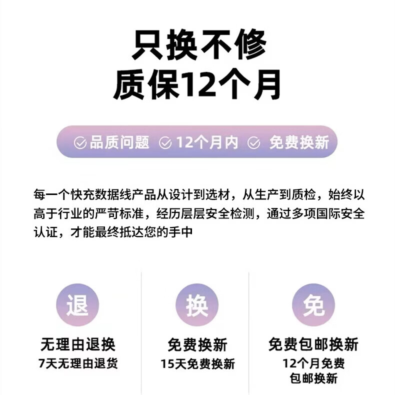 港吉尼（KONGJINI）双头Type-C车载超级快充电数据线PD100W用平板iPad苹果17/16华为手机笔记本专用【赠手机支架】 信息说明：一年内质保免费换新 1m