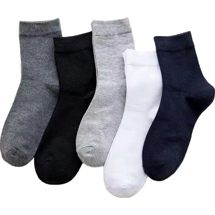 【一次性袜子】免洗日抛吸汗防臭中筒袜出差旅行必买便携纯色 黑白灰中筒【随机】5双