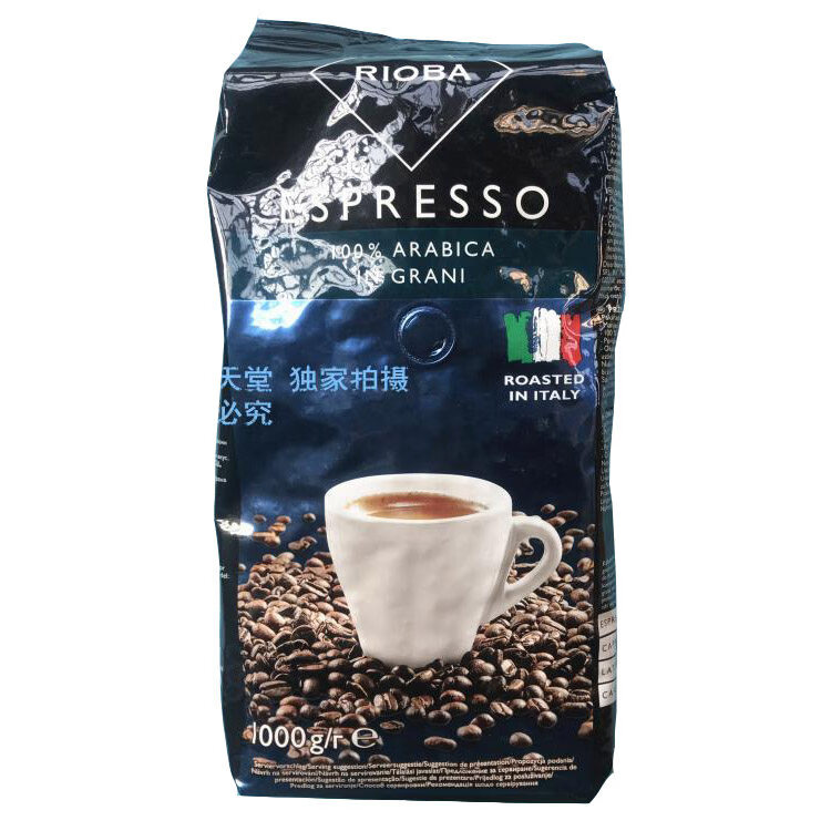 瑞吧(RIOBA)【麦德龙】RIOBA瑞吧里奥巴铂金阿拉比咖啡豆1kg 意大利原装进口 1000g 不磨粉 不磨粉 袋装 中深烘焙