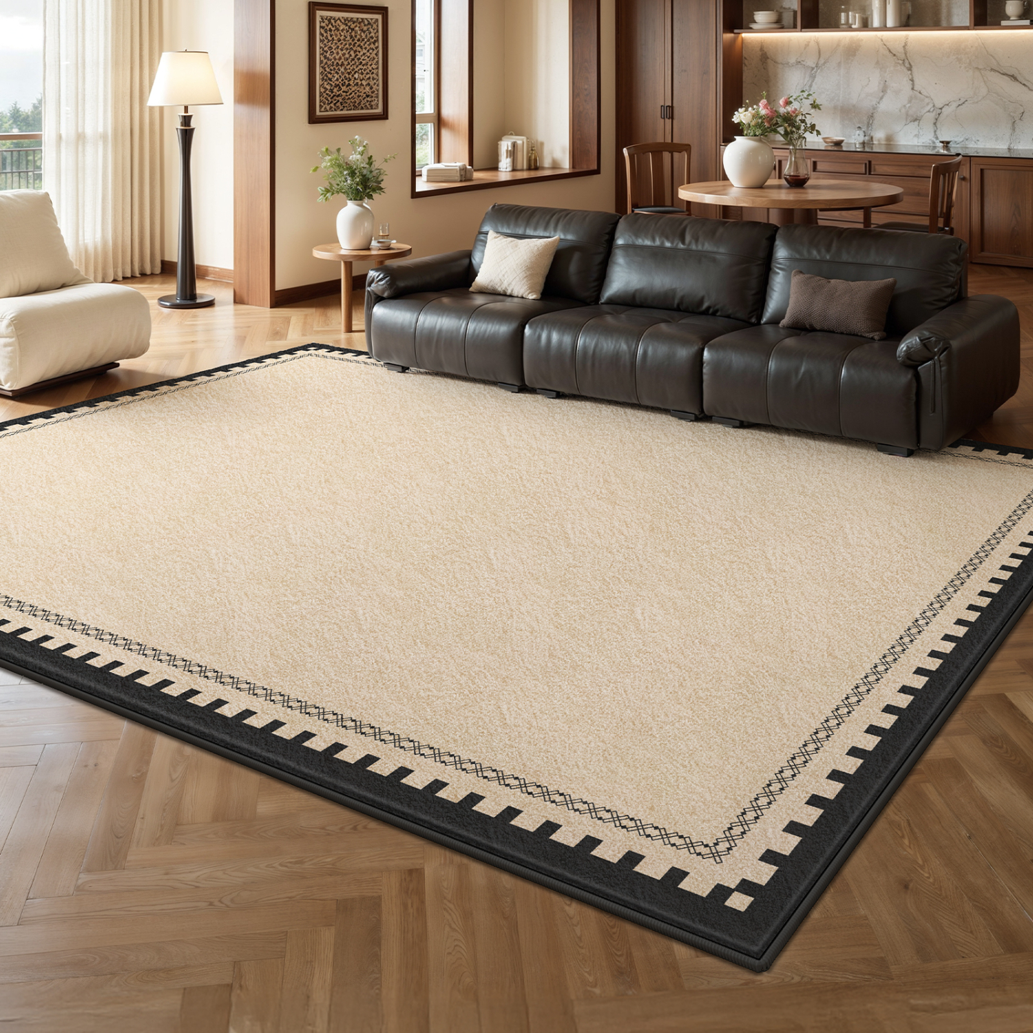 Y U-LIVE地毯客厅中古风2026新款免洗可擦法式复古地垫免打理防水防污 S仿羊绒-兰茵 定制请联系客服【享优惠】