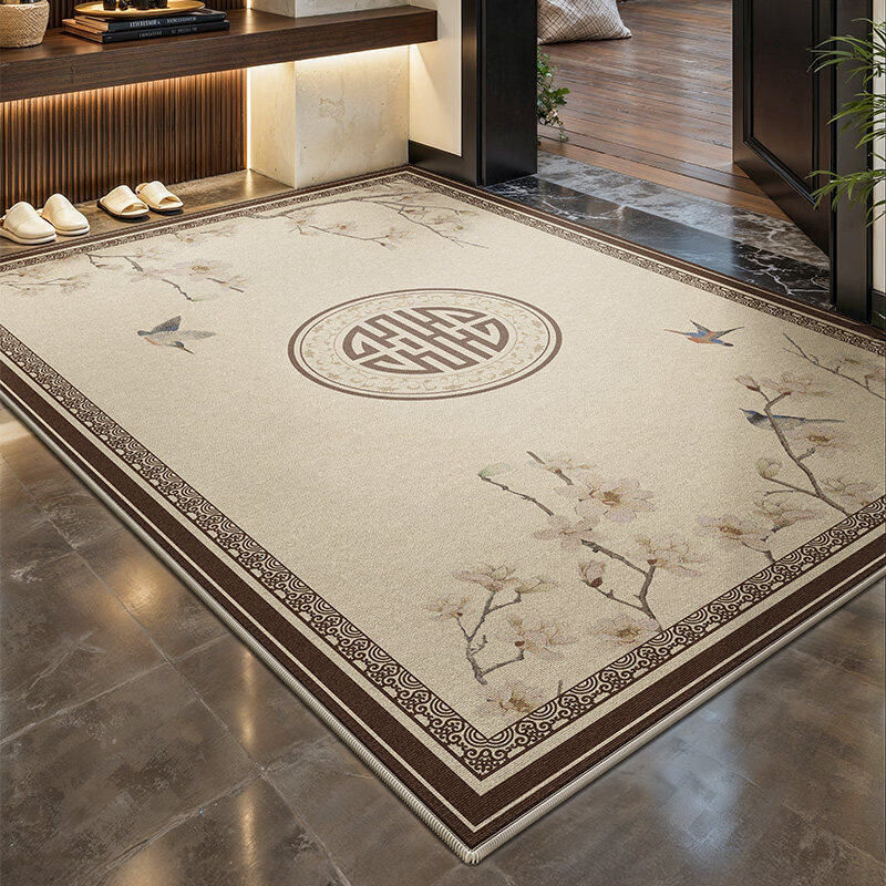 Y U-LIVE入户门地垫门口新中式2026新款脚垫专用耐脏防滑自由裁剪脚踏 法兰绒-仙枝 120×160cm【厚度适中】