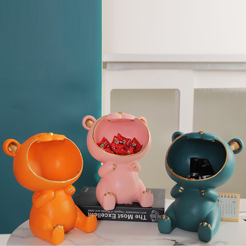 韵化【厂家直发】收纳摆件客厅办公室桌面玄关放钥匙ins创意轻奢北欧 活力橙-托财猫摆件