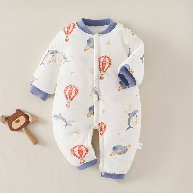 婴幼儿150克夹棉连体衣秋冬季保暖男女宝宝加厚哈衣爬服外出冬装 雨伞小猫【150克夹棉连体衣】 59cm 59码 适合身高52-59cm