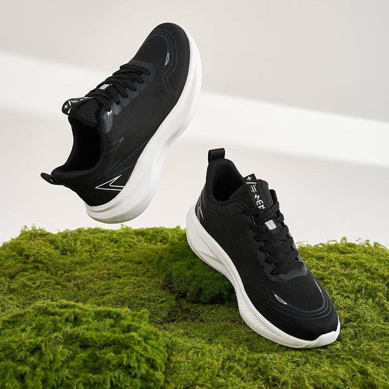 真维斯网面鞋男款女款新款运动鞋四季户外透气减震男鞋跑步鞋 黑白/男女款 36