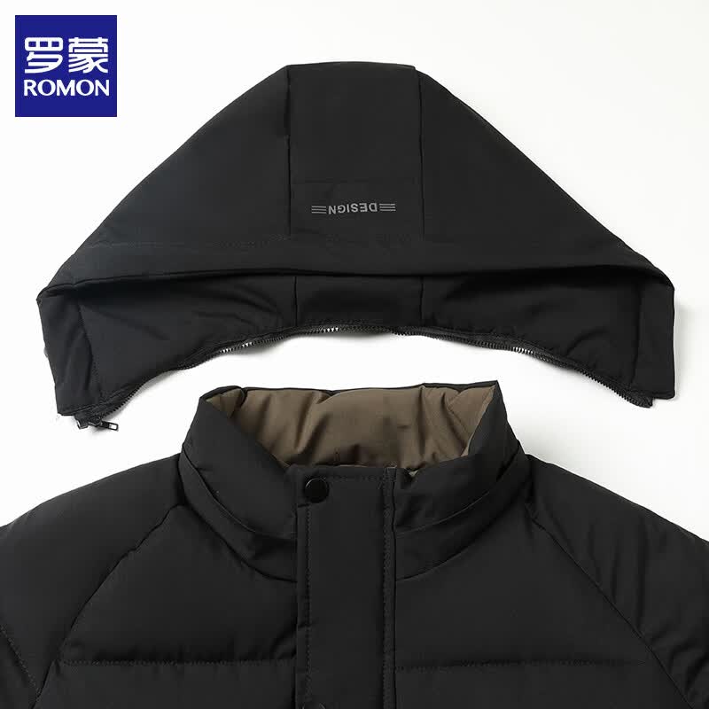 罗蒙（ROMON）男士棉衣外套2025冬季新款可拆卸连帽保暖面包服棉袄男装上衣 藏青 2XL 建议（130-145斤）