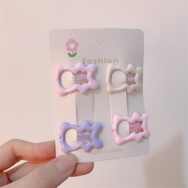 【精选品质】渐变梦幻粉色星星发夹网红侧边碎发刘海BB夹少女心百 02 小熊(4个装)