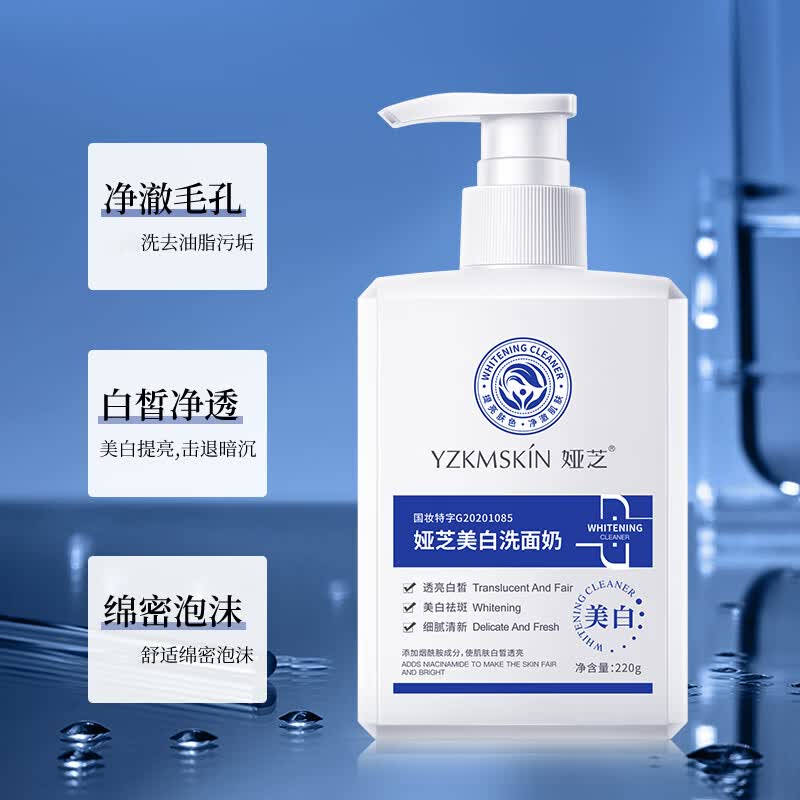 娅芝美白洗面奶烟酰胺洁面乳透亮清洁不紧绷保湿面部粗糙暗沉男女生 美白洗面奶（220g） 2瓶装