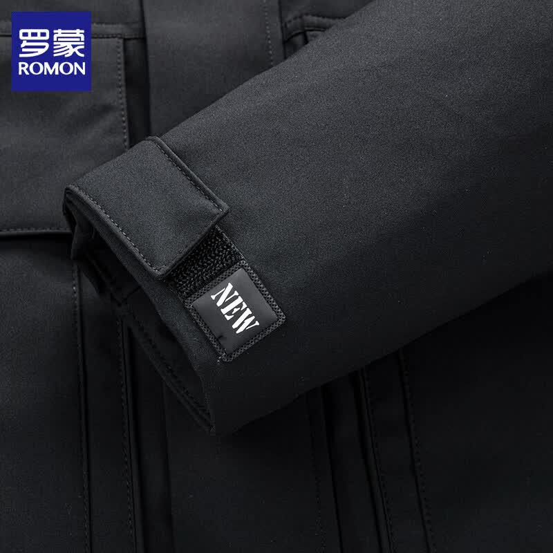 罗蒙（ROMON）冲锋羽绒服外套2025冬季冲锋衣羽绒服男外套时尚户外保暖防寒服 幻夜黑 5XL (建议体重185-200斤)