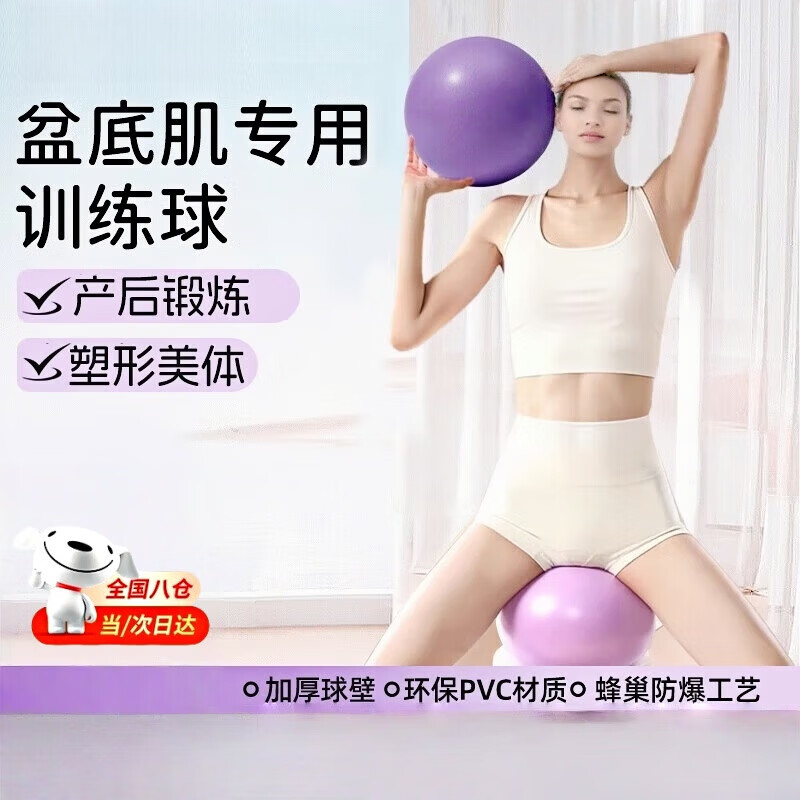 元族瑜伽球加厚普拉提小球盆底肌训练产后核心塑形健身球俞珈器材 熏紫色 【 赠打气套装】