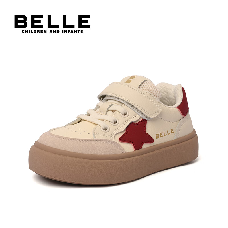 百丽童鞋女童板鞋儿童运动鞋子26年春秋新款校园小白鞋女孩大童休闲鞋 浅红 37 （建议脚长223-228mm）