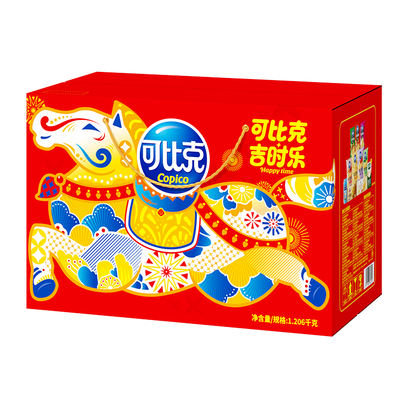 可比克骏马来财甄享礼盒1206g休闲零食大礼包膨化食品年货礼盒春节送礼