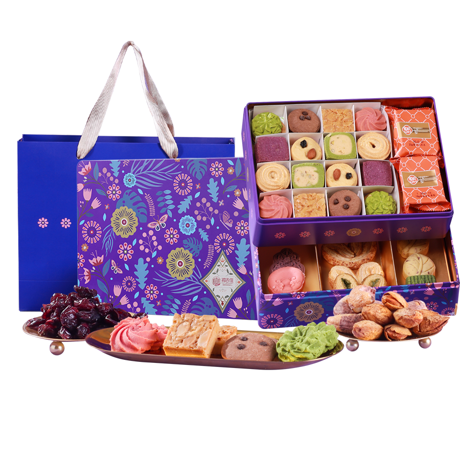 稻香村曲奇饼干糕点礼盒锦上繁花733g伴手礼物休闲零食点心新春年货礼盒