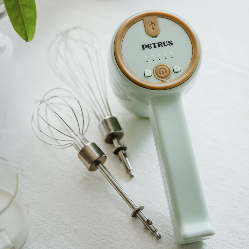 柏翠（petrus）無線電動(dòng)打蛋器家用小型輕音全自動(dòng)迷你多功能烘焙攪拌 綠色