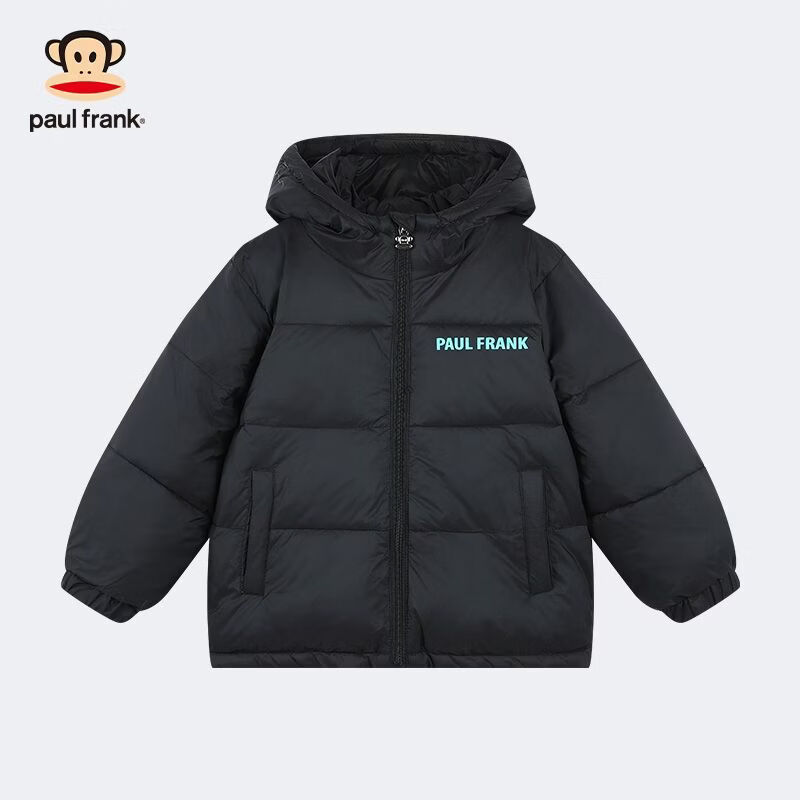 大嘴猴（paul frank）童装男女童外套2024羽绒冬装新款棉服儿童棉衣保暖内胆棉袄 黑色 130