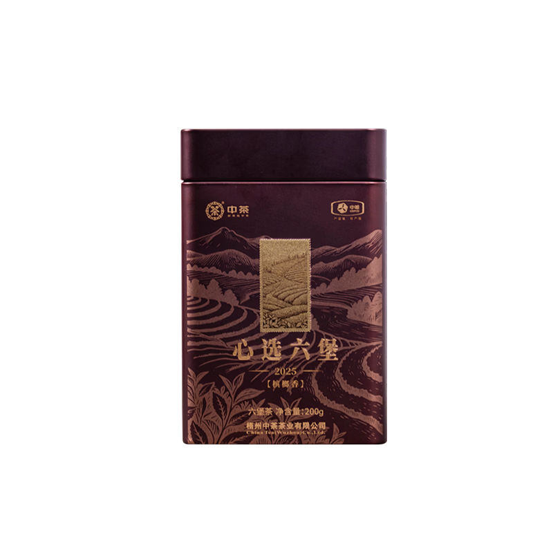 中茶黑茶梧州六堡茶槟榔香黑茶梧州窖藏4年陈化心选六堡散茶罐装200g