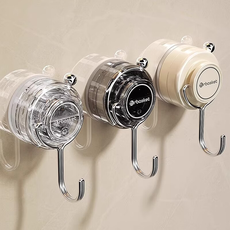 吱凡日本吸盘壁挂式挂钩免打孔强力承重无痕真空粘钩卫生间浴室厨房 【2个装】透明白