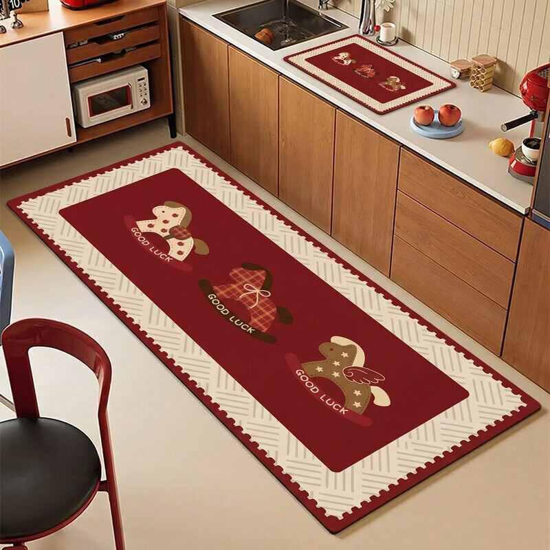 ALPLUME2026新年喜庆厨房专用硅藻泥地垫防滑防油可擦免洗吸水吸油垫脚垫 好运连连-【厨房吸油+防滑底】 40*60cm【超值体验丨现货速发】