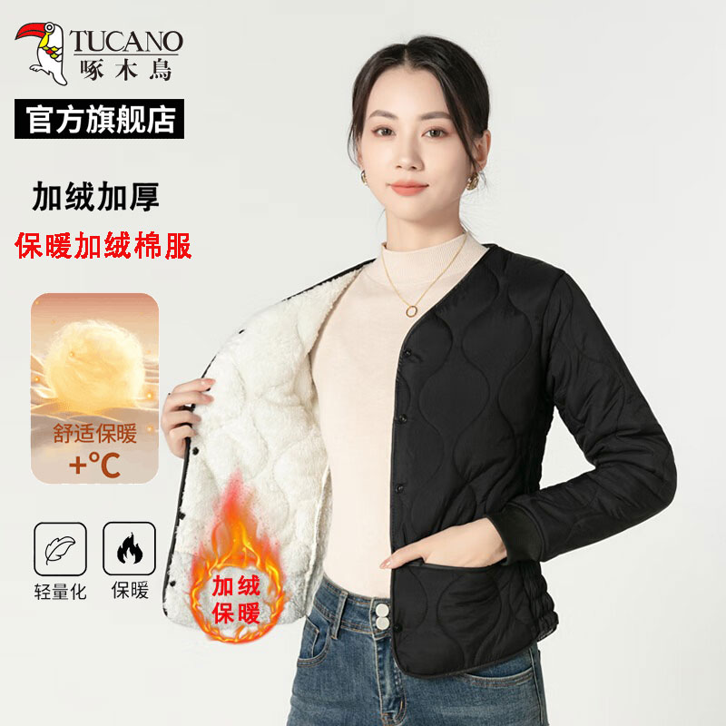 ���ڲ�������ľ�������޷��ڵ�Ů��������޼��޼Ӻ����������걣ů�ް�2025�¿ ��ɫ L  105-115�� 64.5Ԫ