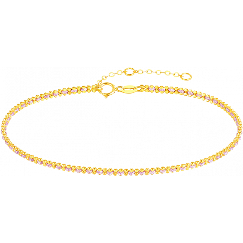 周大生【三八節(jié)禮物】18K金本命年紅繩手鏈編織手繩素鏈情侶款送女友男 18K金（小幸韻-紫色 約1.2g）