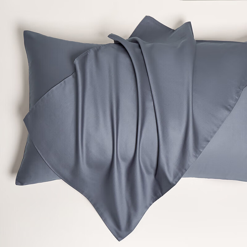 【精选好物】60S长绒棉枕套一对装枕头套单个贡缎高级感双人加厚 远山灰【60S一级新疆长绒棉】 48*74cm一对装