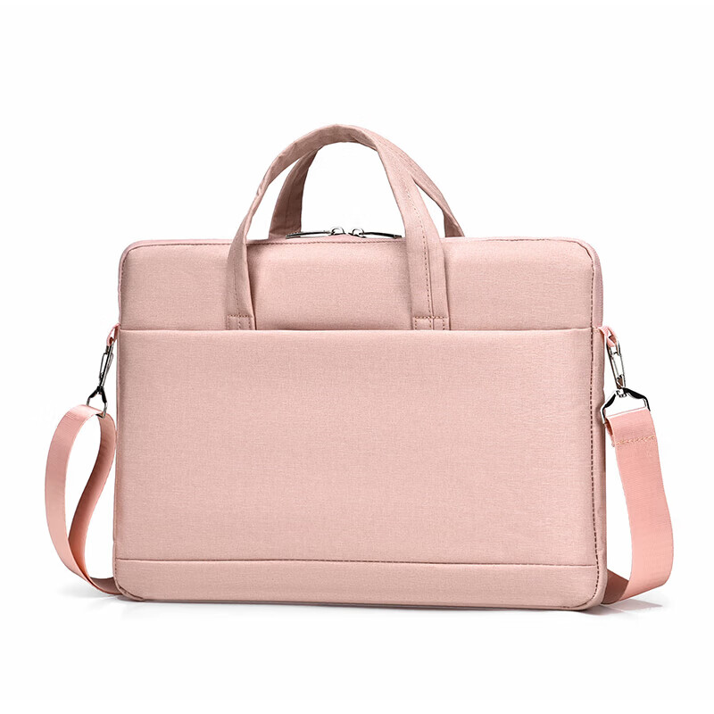 【严选百货】新款时尚笔记本电脑包手提包男女商务公文包单肩包斜 小号粉色
