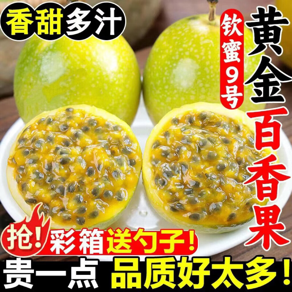 广西钦蜜9号黄金百香果 新鲜水果白香果 大果【鹅蛋大小】 带箱5斤