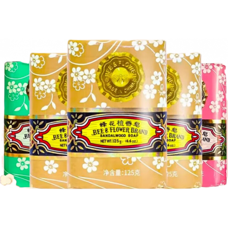 蜂花正品经典老牌国货上海系列香皂125g*12块装三种香型可选 125g 6块檀香皂
