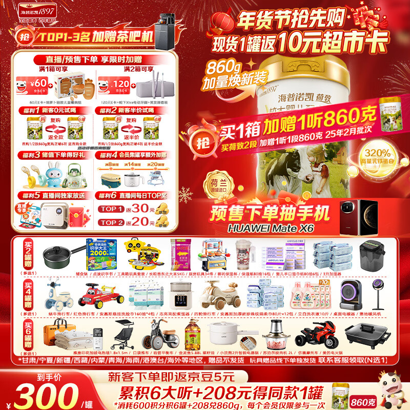 海普诺凯1897荷致荷兰优质奶源较大婴儿配方奶粉2段860g(6-12月龄)