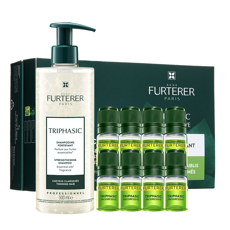 馥綠德雅（RENE FURTERER）小白珠洗發(fā)水500ml+三相精華液5.5ml*8 韌發(fā)防斷發(fā) 洗發(fā)護(hù)理套裝