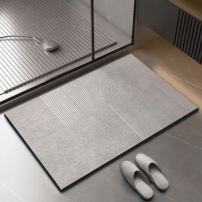 金玉铭川浴室地垫现代简约吸水垫子卫生间门口进门入户防滑洗手间厕所脚垫 GZN-M星河-线条02 40X60cm【吸水速干体验版】