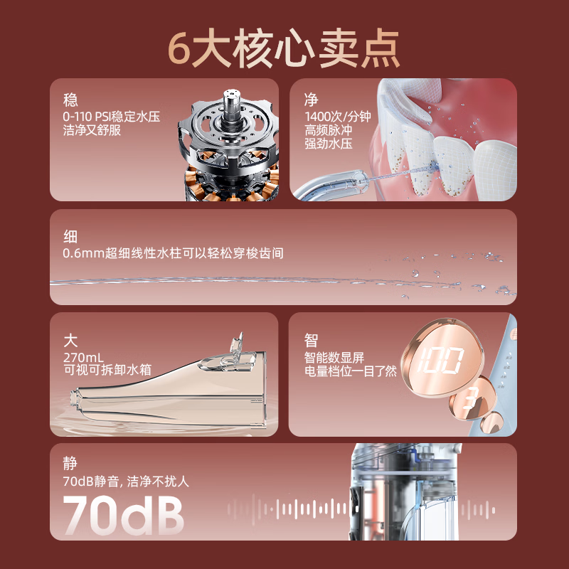 博皓（prooral） 冲牙器便携家用洗牙器冲洗器正畸洁牙器水牙线牙齿清洁器 送父母朋友生日情人节礼物 5025plus 象牙白