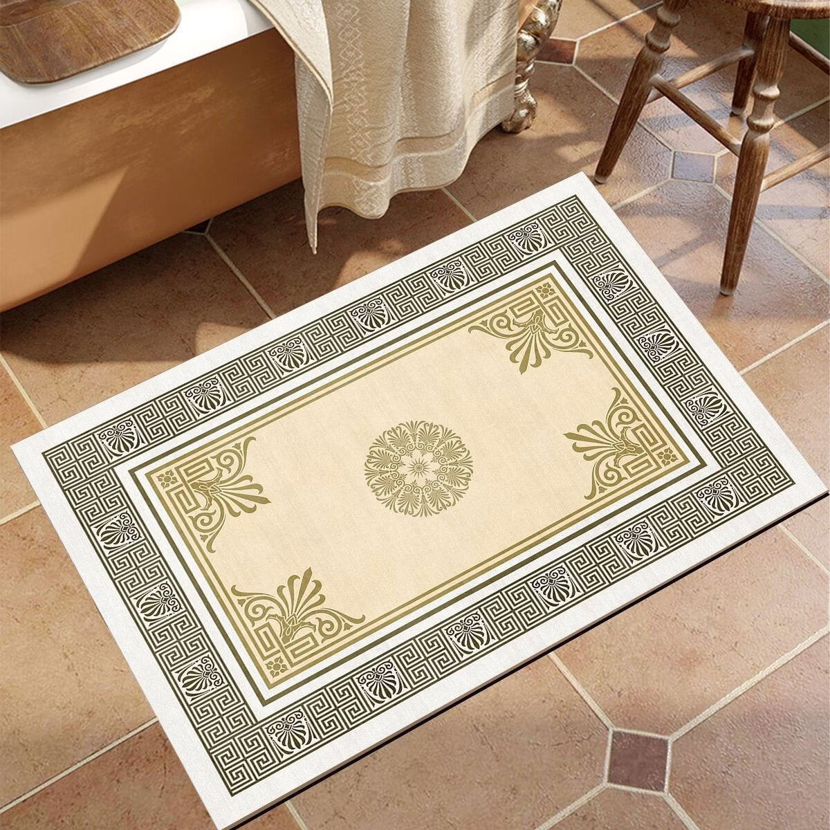 金玉铭川欧式浴室地垫洗手间吸水防滑垫淋浴间洗漱台脚垫卫生间厕所垫子 GZN-M浩瀚-枝繁叶茂 50X80cm【Q弹舒适防滑】