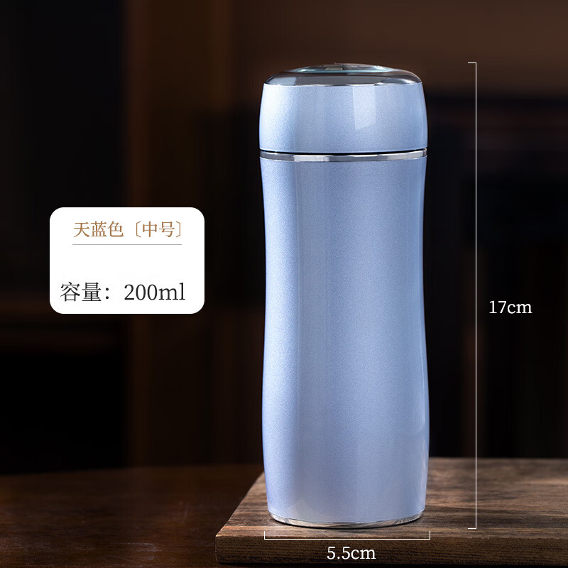 亚利顿银杯子足银 云南雪花银水杯足银内胆保温杯食用熟银茶杯女士 天蓝色-中号【足银999 配检测证书】