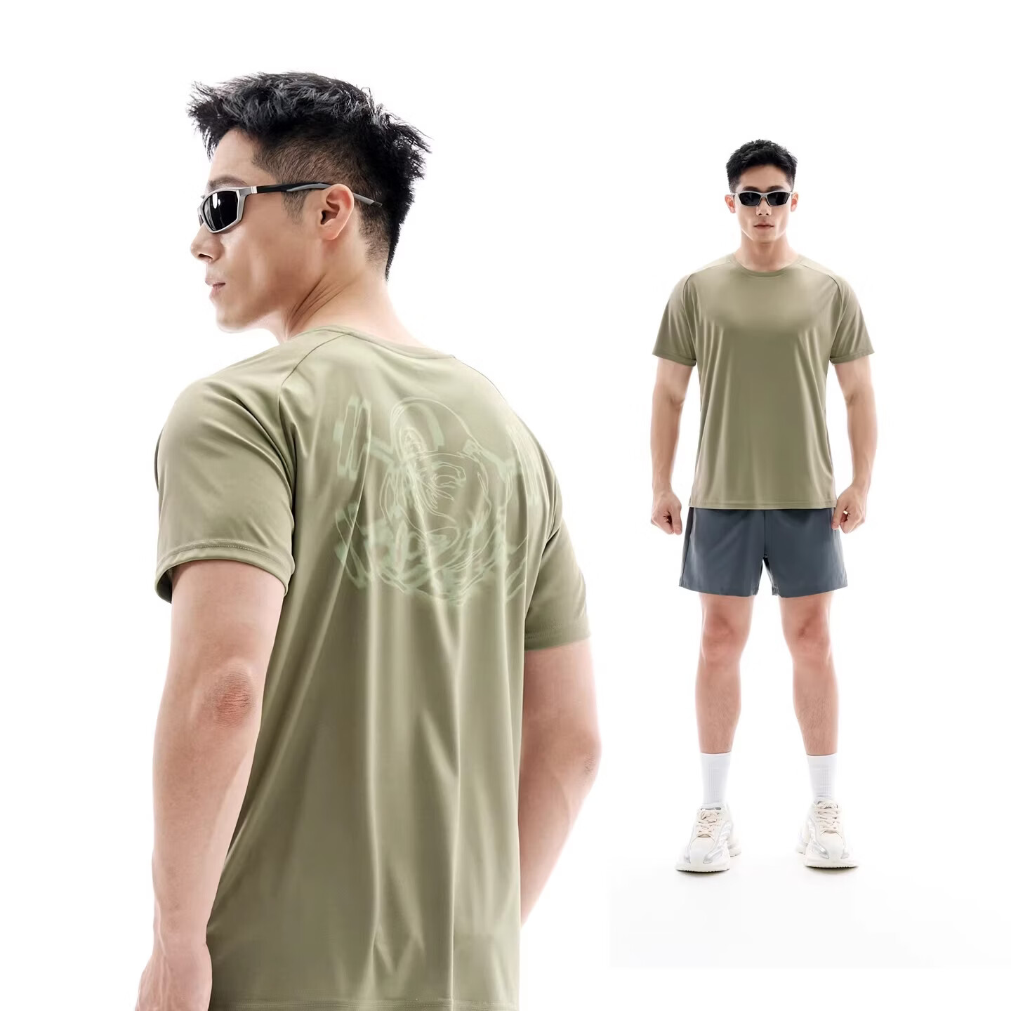 MUSCLE DOG肌肉狗 2026春季新品运动短袖T恤男速干圆领跑步上衣健身训练服 船藻绿色 3XL