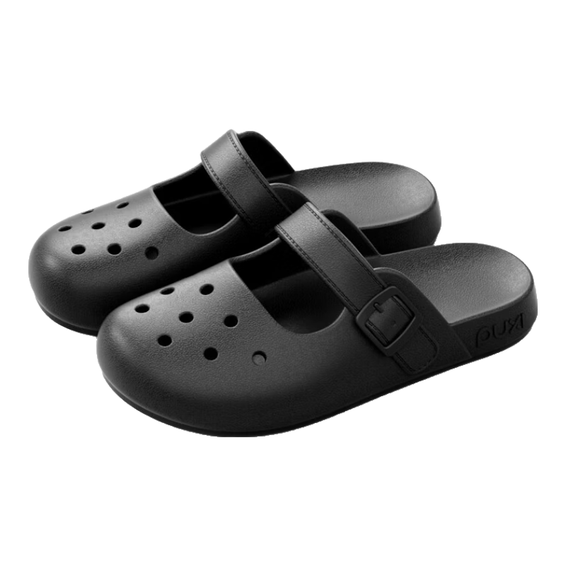 朴西玛丽珍洞洞鞋女夏季软底居家防滑不臭脚外穿包头透气沙滩凉拖鞋男 珍珠黑【经典沉稳】 39-40 适合（38-39）