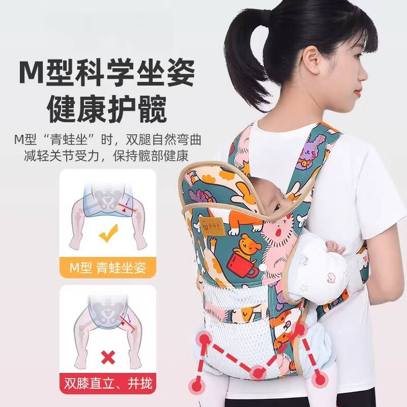 KETAOQI婴儿背带前后多功能四季通用新生宝宝横抱式解放双手外出抱娃神器 卡通狗（透气网）