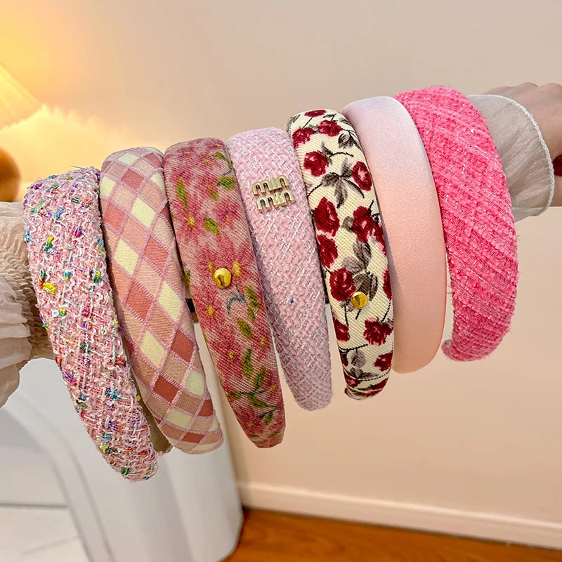 【甄选厂家】粉色发箍女2026新款高颅顶气质发捆头箍女款宽边压发 9#粉色薄纱