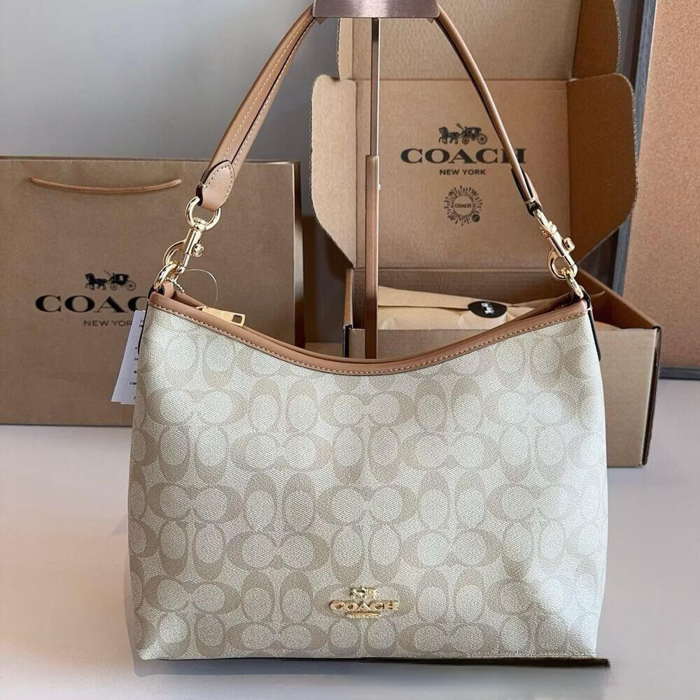 蔻家新款Laurel流浪包经典老花腋下包通勤大容量单肩斜挎托特女包 冰川白31*23*10cm