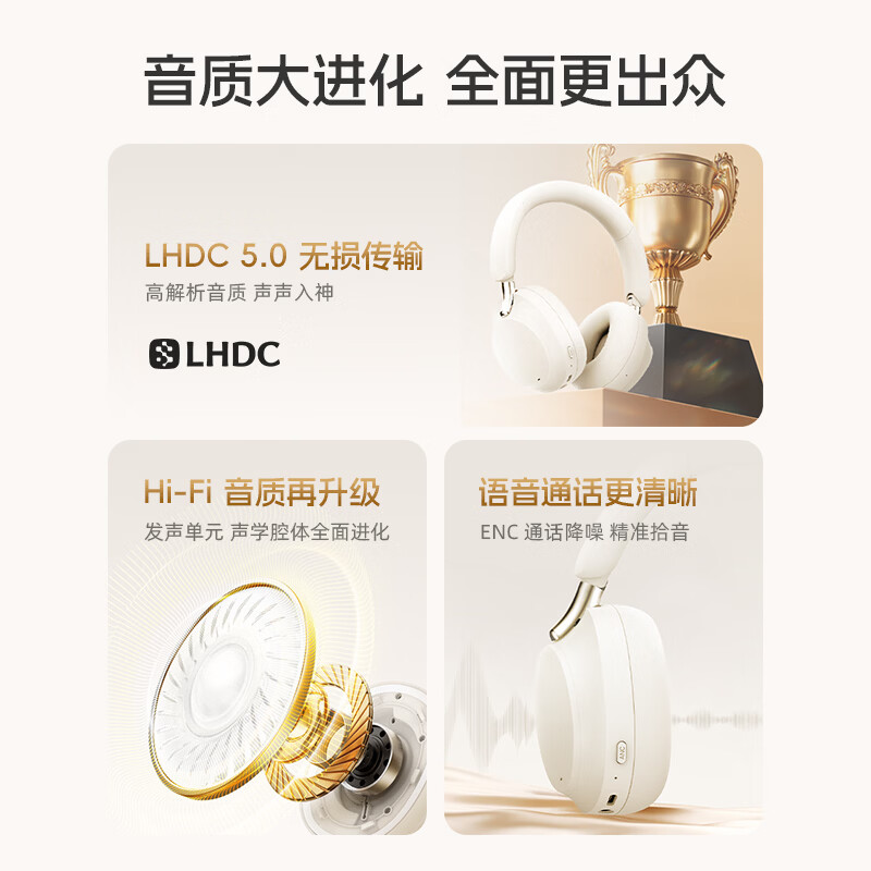 魅蓝lifeme H1 Pro HiFi版头戴式蓝牙耳机 -58dB深度降噪+LHDC高清音质 80h长续航适用于苹果/魅族手机