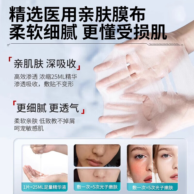 恒品重组Ⅲ型人源化胶原蛋白冷敷贴医用面膜状敷料医美术后修复专用 医用面膜【1盒5片】强效修复