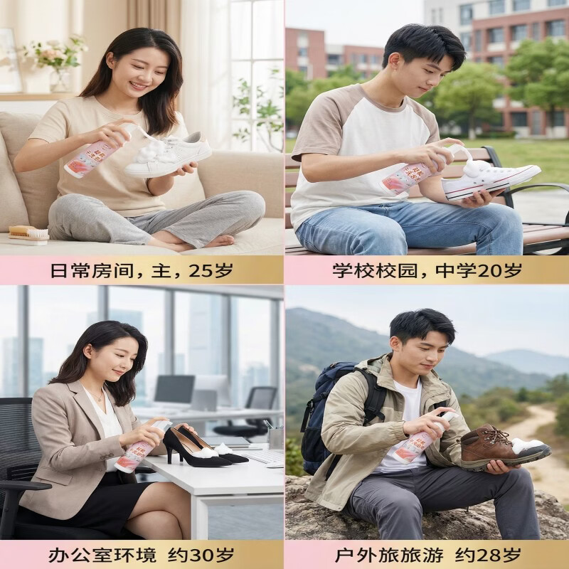 芈世纪【无水干洗】鞋靴干洗泡泡泡沫清洁免水 小白鞋网面鞋通用清洁剂 芈世纪鞋靴干洗泡泡5瓶*200ML