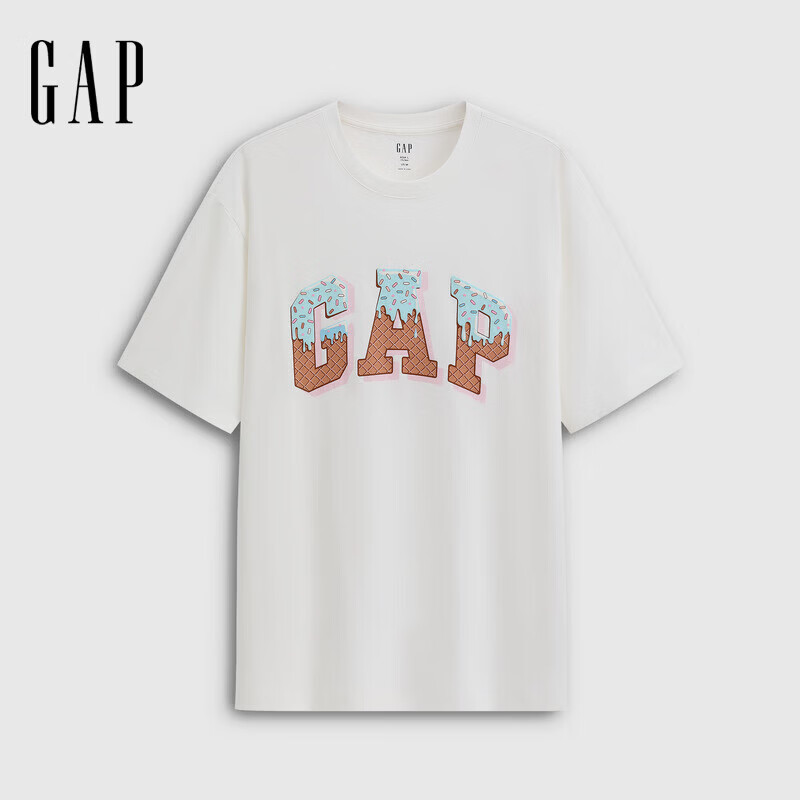 盖璞（GAP）男女装2026春季新款纯棉logo创意印花宽松短袖T恤上衣854340