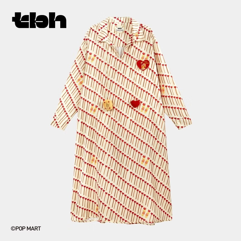 野兽派家居（tbh）星星人星光缎家居睡裙四季可外穿家居服女士睡衣 星星人星光缎-家居睡裙-爱的火柴 M