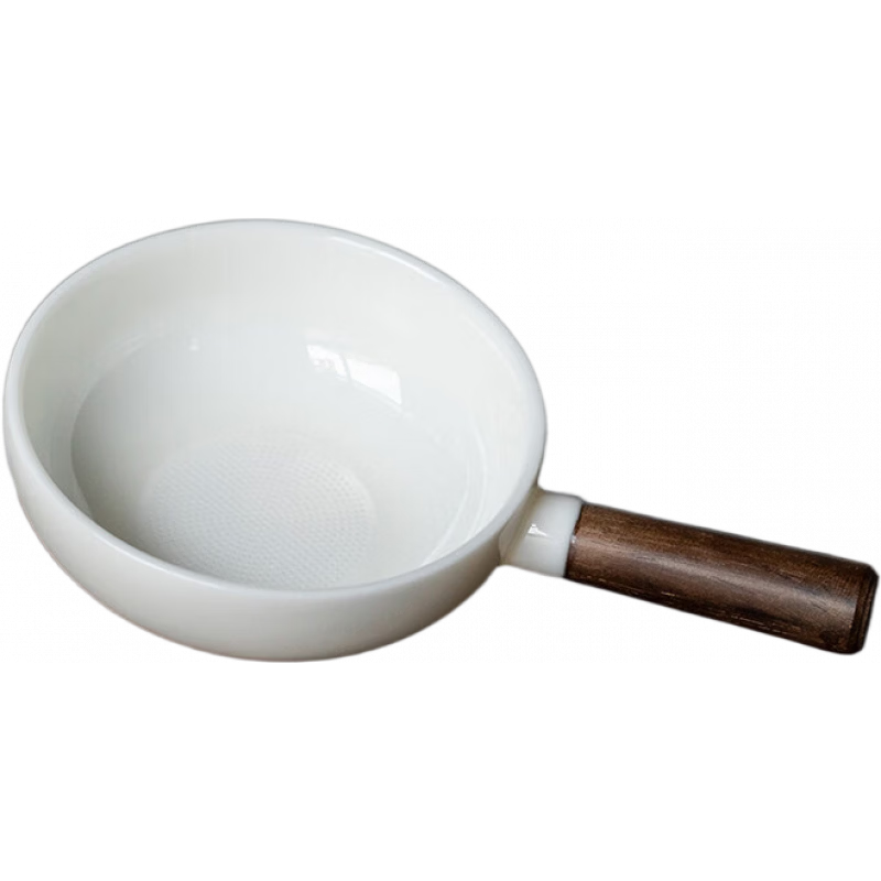 兮元記羊脂玉白瓷茶漏濾網泡茶神器公道杯一體茶具 平底鍋羊脂玉瓷-單茶漏