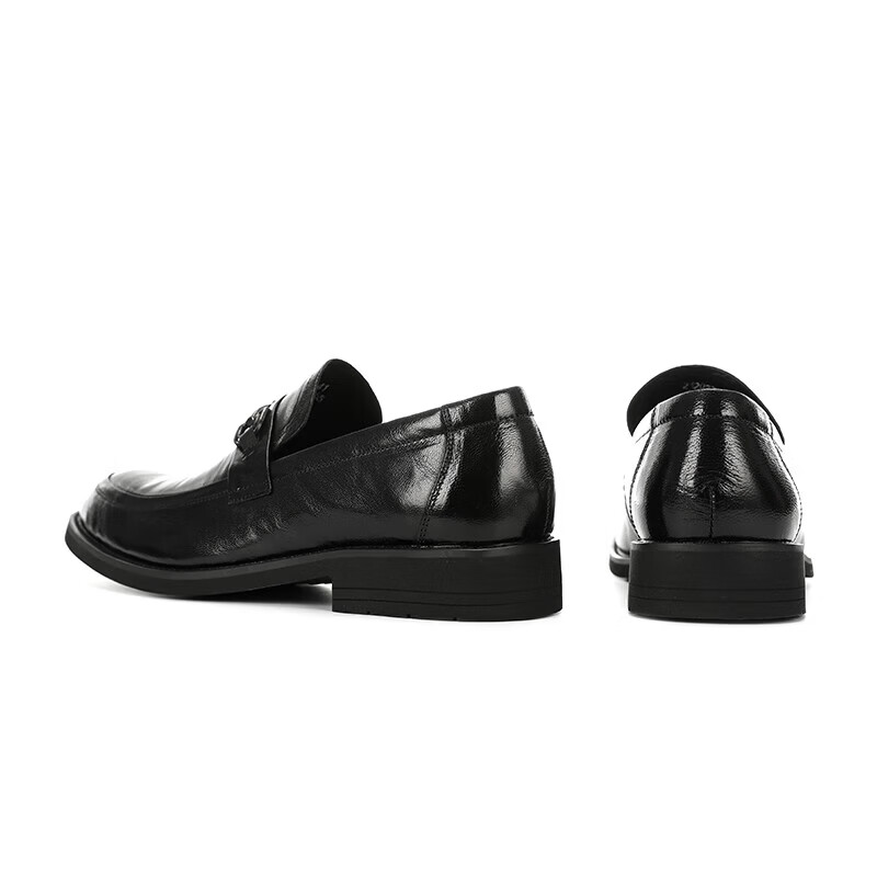 Walker Shop皮鞋男款商务皮鞋2026新款透气软底休闲皮鞋时尚一脚蹬通勤乐福鞋 高档黑色【品牌男鞋 礼盒包装】 41