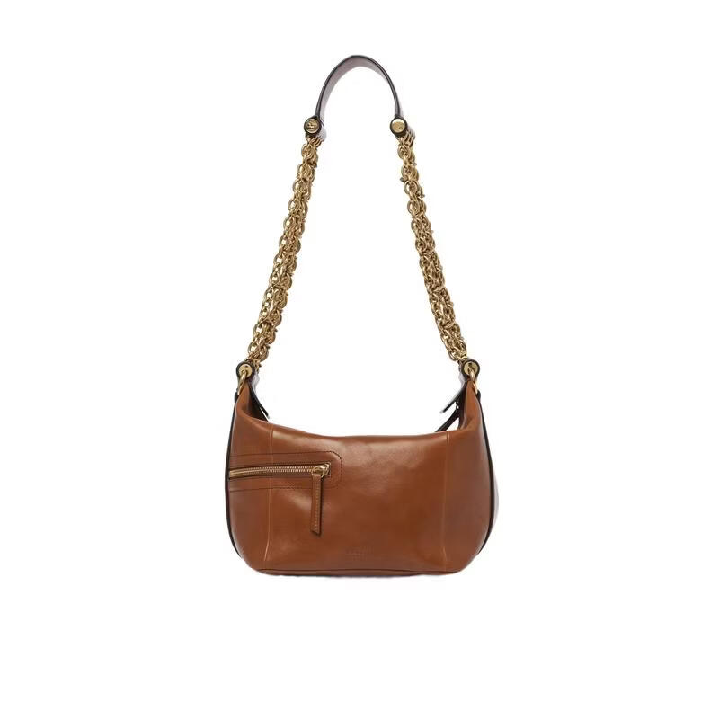 蔻依（Chloe）女士單肩包單肩攜帶外部口袋內(nèi)部隔層日常收納棕色皮革金屬鏈條 棕色 均碼