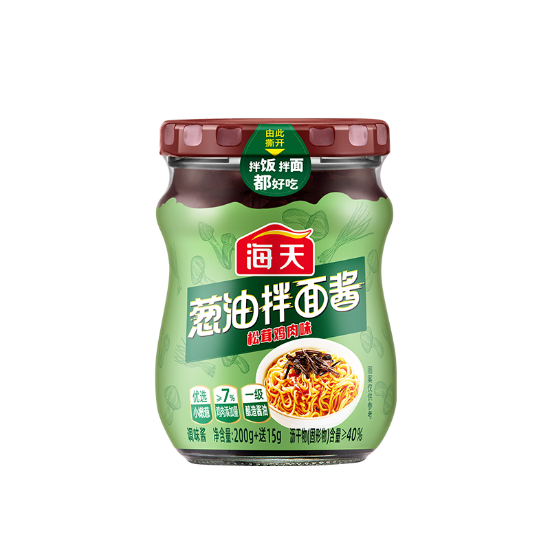 海天 拌面酱 葱油 拌饭酱 拌粉拌菜 调料酱料 面条酱 松茸鸡肉味215g 