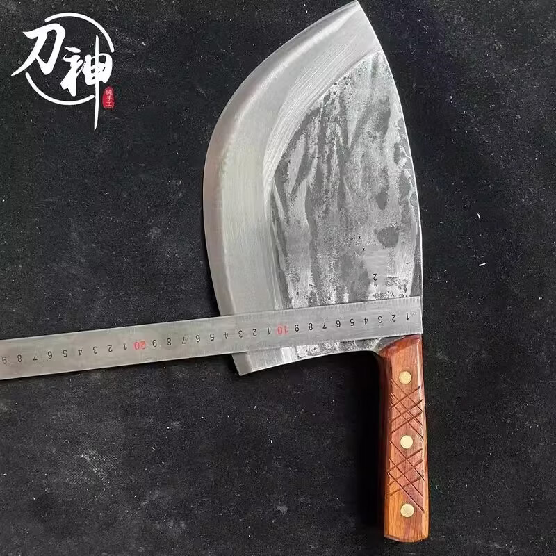 斩骨刀手工锻打砍骨刀剁骨刀屠夫专用斩骨刀老式砍骨刀砍骨头刀 约1.5斤-【鱼头斩骨刀-家用】