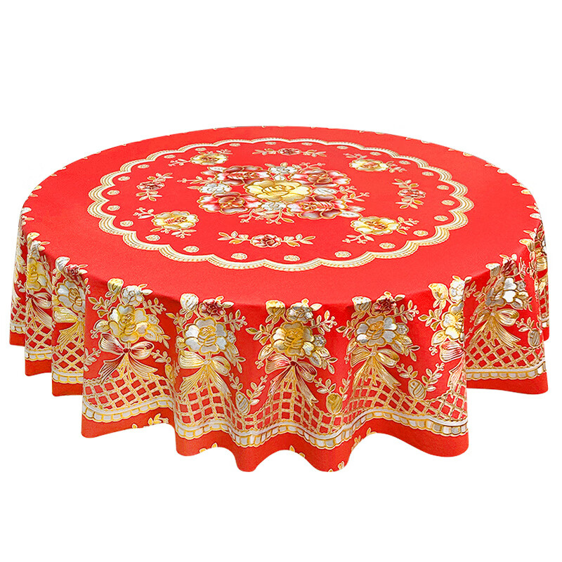 大圆桌布防滑烫金pvc轻奢感防水防油免洗欧式餐桌布台布转盘套装 【套装】白金250桌布+转盘110/130 如规格所示