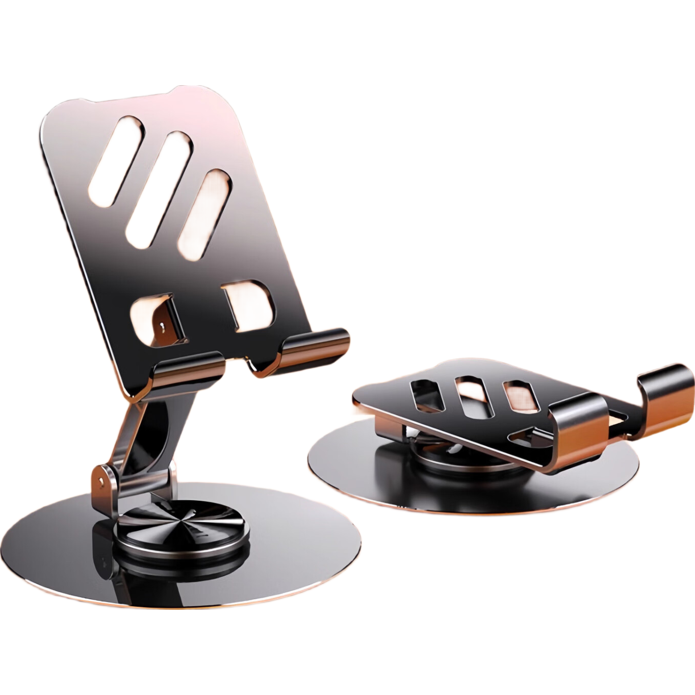 【全金属】360度旋转手机支架机械折叠桌面平板通用追剧懒人直播便携 特惠款-斜线镂空灰【全金属】360°旋转折叠